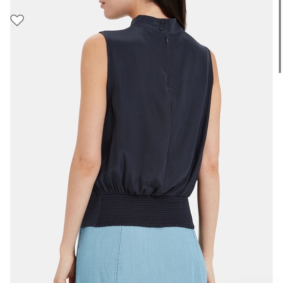Frame Party Blouse 100% Silk Navy S NWT - Picture 2 of 6
